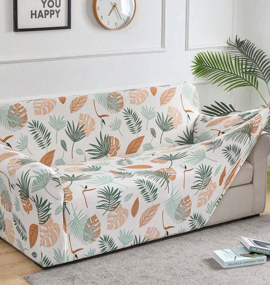 Housse de Canapé Fleurie Beige Olive