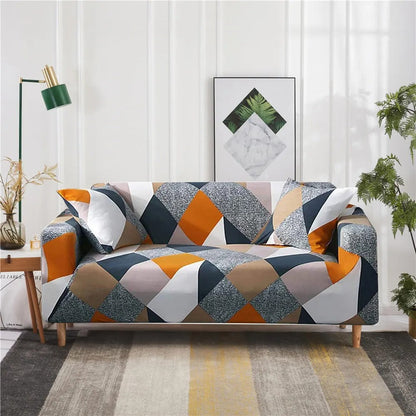 Housse de Canapé à Motif Géométrique Orange