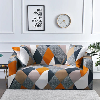 Housse de Canapé à Motif Géométrique Orange