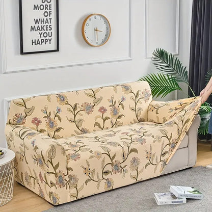 Housse de Canapé Fleurie Beige