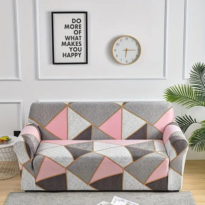 Housse de Canapé à Motif Géométrique Rose