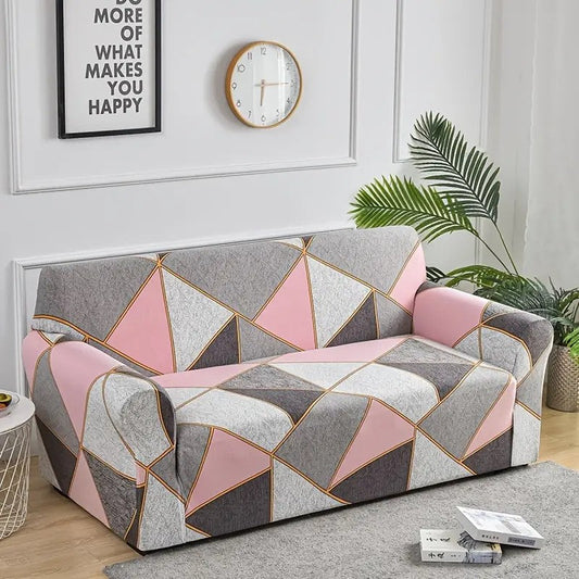 Housse de Canapé à Motif Géométrique Rose