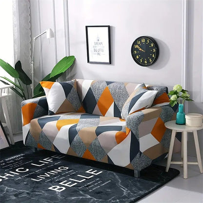 Housse de Canapé à Motif Géométrique Orange